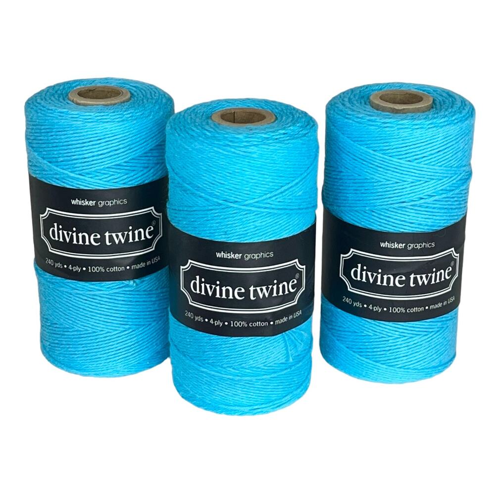 Divine Twine Set 3 Blue Bakers String 100% Cotton 240 Yards 4 PLY Made Usa New
